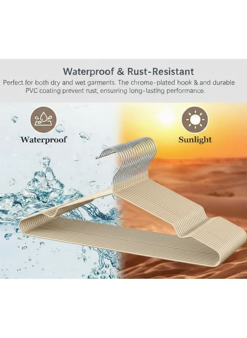 ZAYVA 100-Piece Non-Slip Hanger Set, Heavy Duty & Space Saving for Clothes - Beige - Image 5